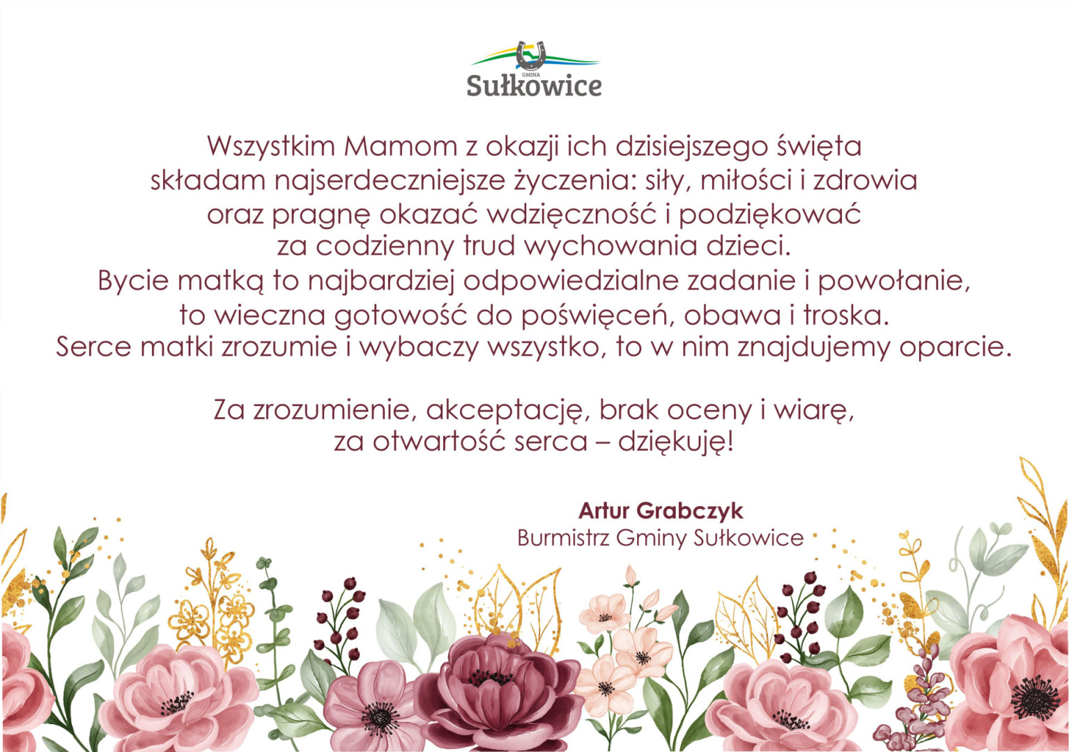 Życzenia Z Okazji Dnia Matki Gmina Sułkowice 0855