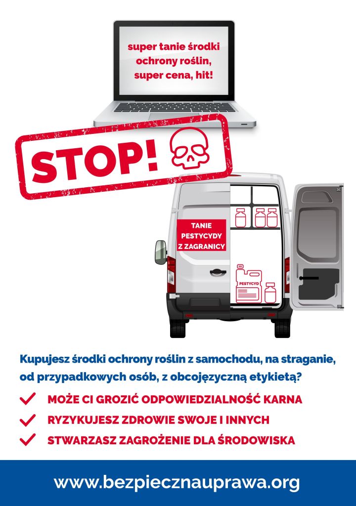 stop podrobionym pestycydom plakat