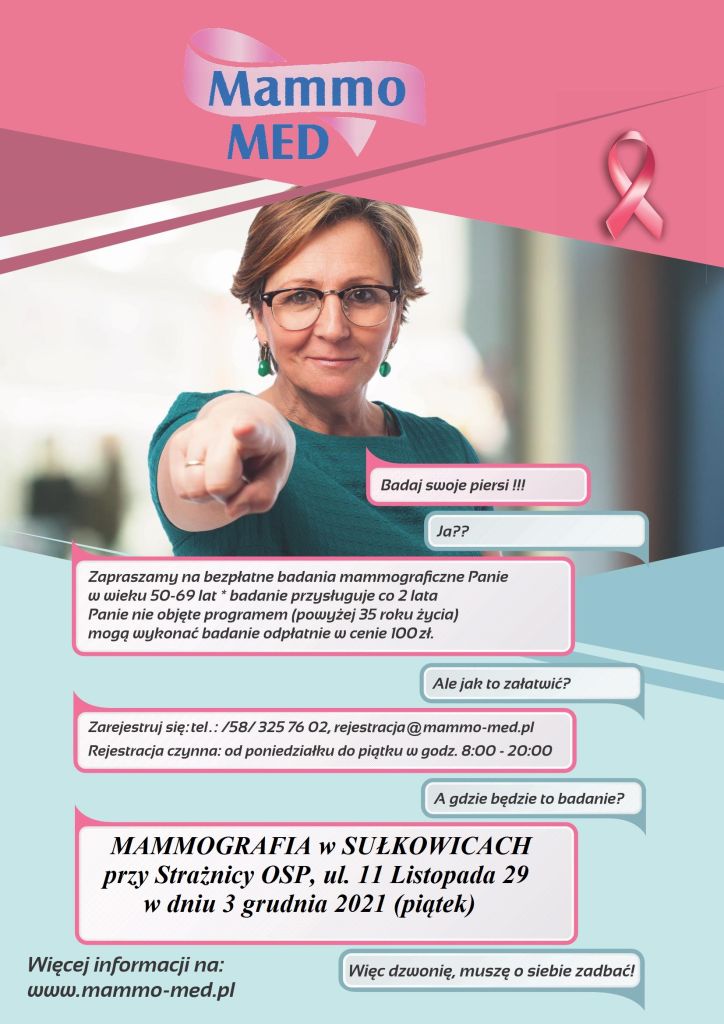 badania mammograficzne grudzień plakat