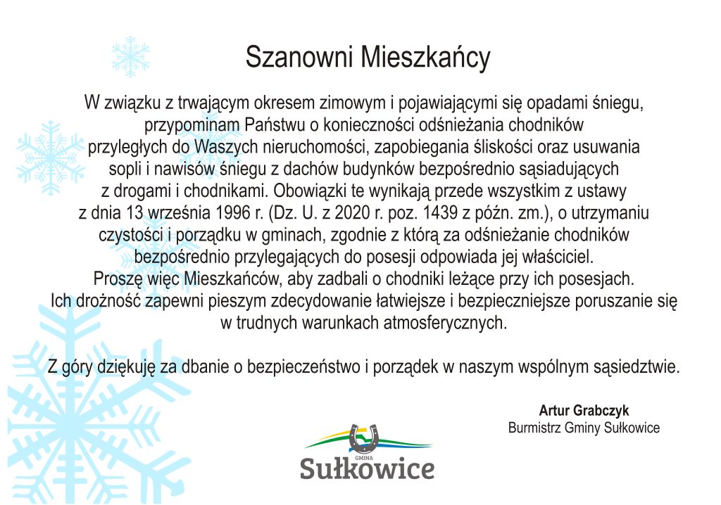 odśnieżanie chodników komunikat