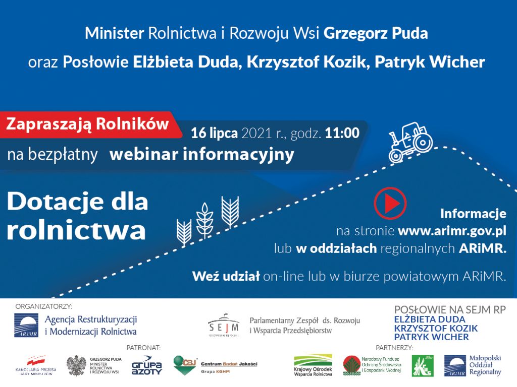 pomoc dla rolników - informacja o webinarze 