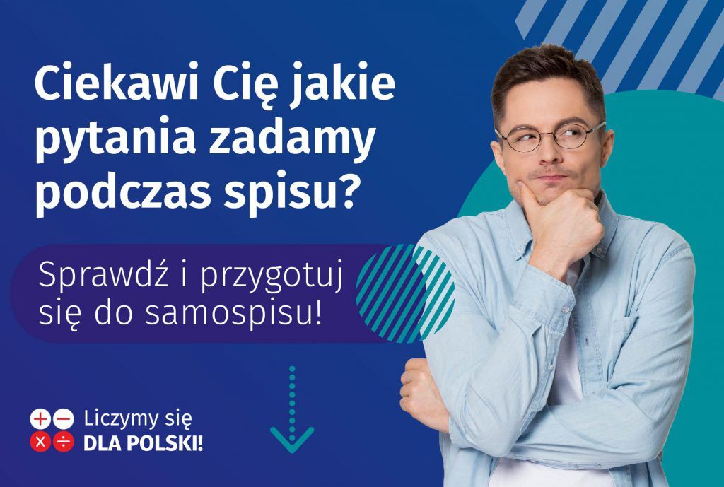 zamyślony pan, grafika do narodowego spisu powszechnego