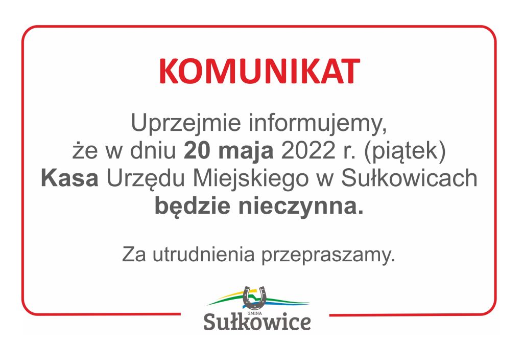 kasa urzędu nieczynna 20 maja grafika