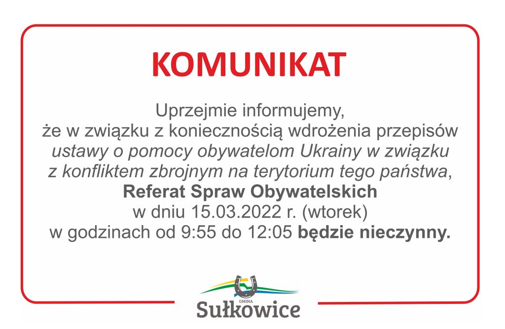 komunikat urzędu 15.03.2022 r.