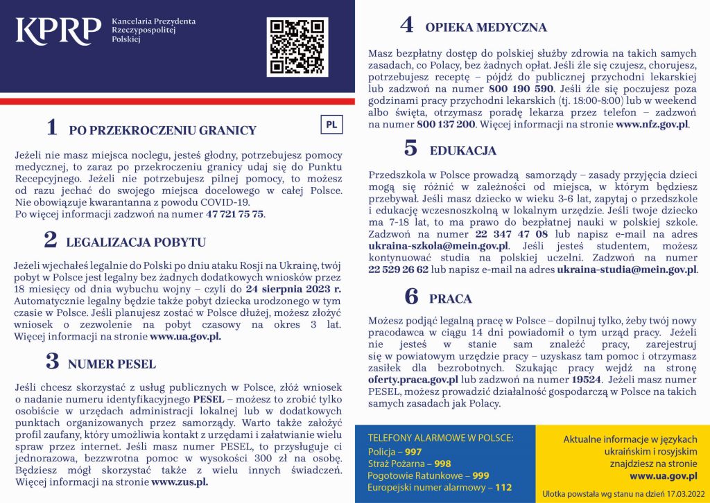 ulotka informacyjna w języku polskim