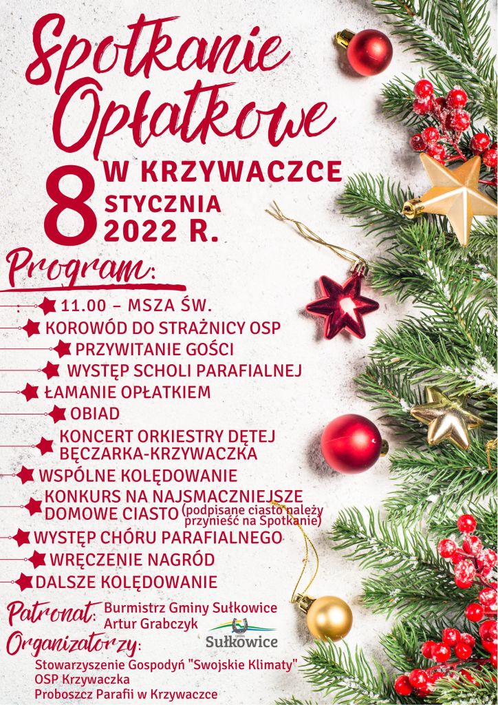 spotkanie opłatkowe w Krzywaczce plakat
