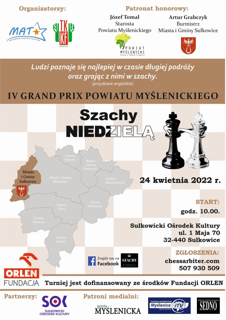 szachy niedzielą w gminie sułkowice plakat 